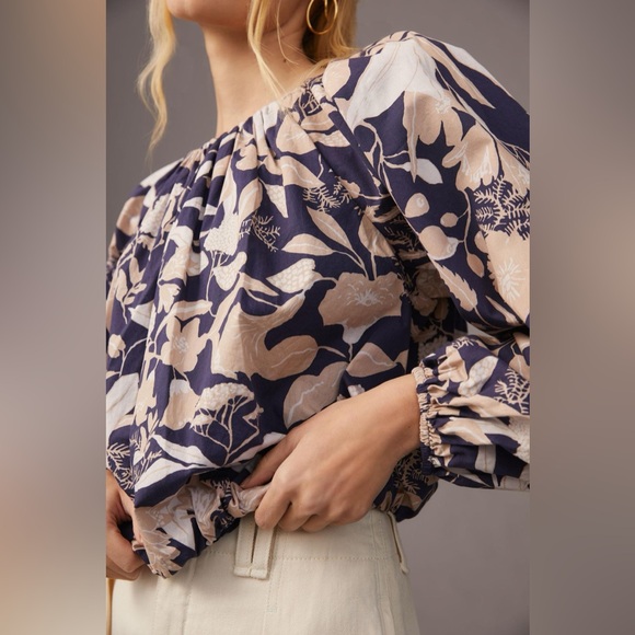 Jo Faulkner x Maeve Anthropologie Poplin Bubble Blouse XS - Picture 5 of 12